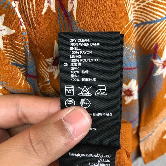 Paris Atelier & Other Stories‎ Burnt Orange Dress Size 6 Floral Feather Print - Picture 11 of 13